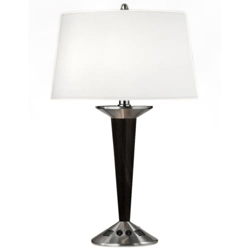 Desk Lamp, 28" H, 2 Outlets, Brushed Steel